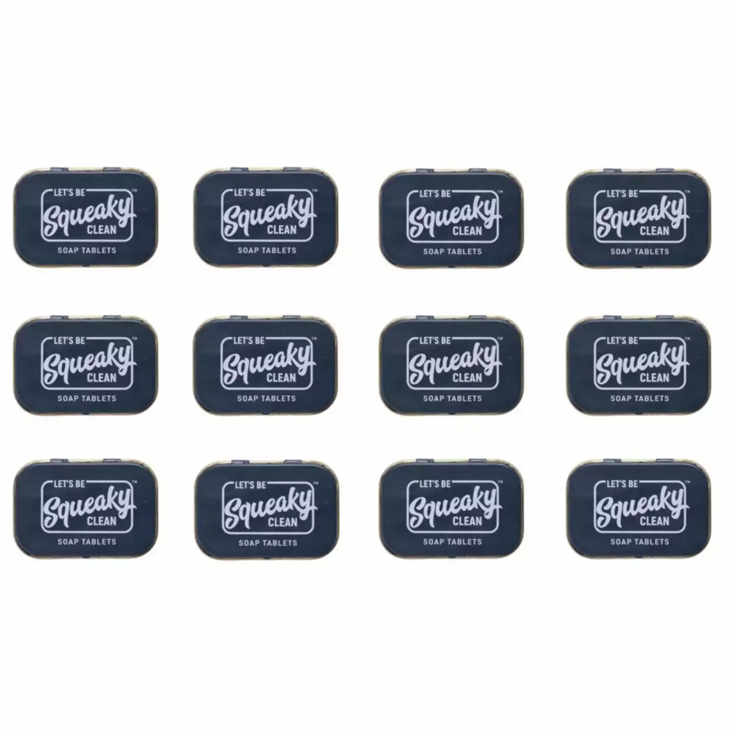 Squeaky Clean Tablet Soaps for Travel Set of 12 Tin Boxes -activated Charcoal