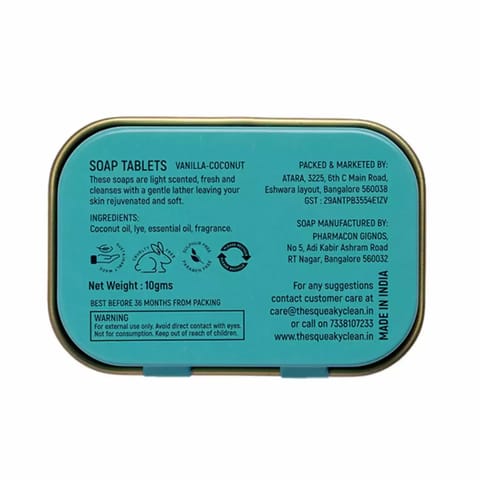 Squeaky Clean Tablet Soaps for Travel Set of 12 Tin Boxes - Vanilla Coconut