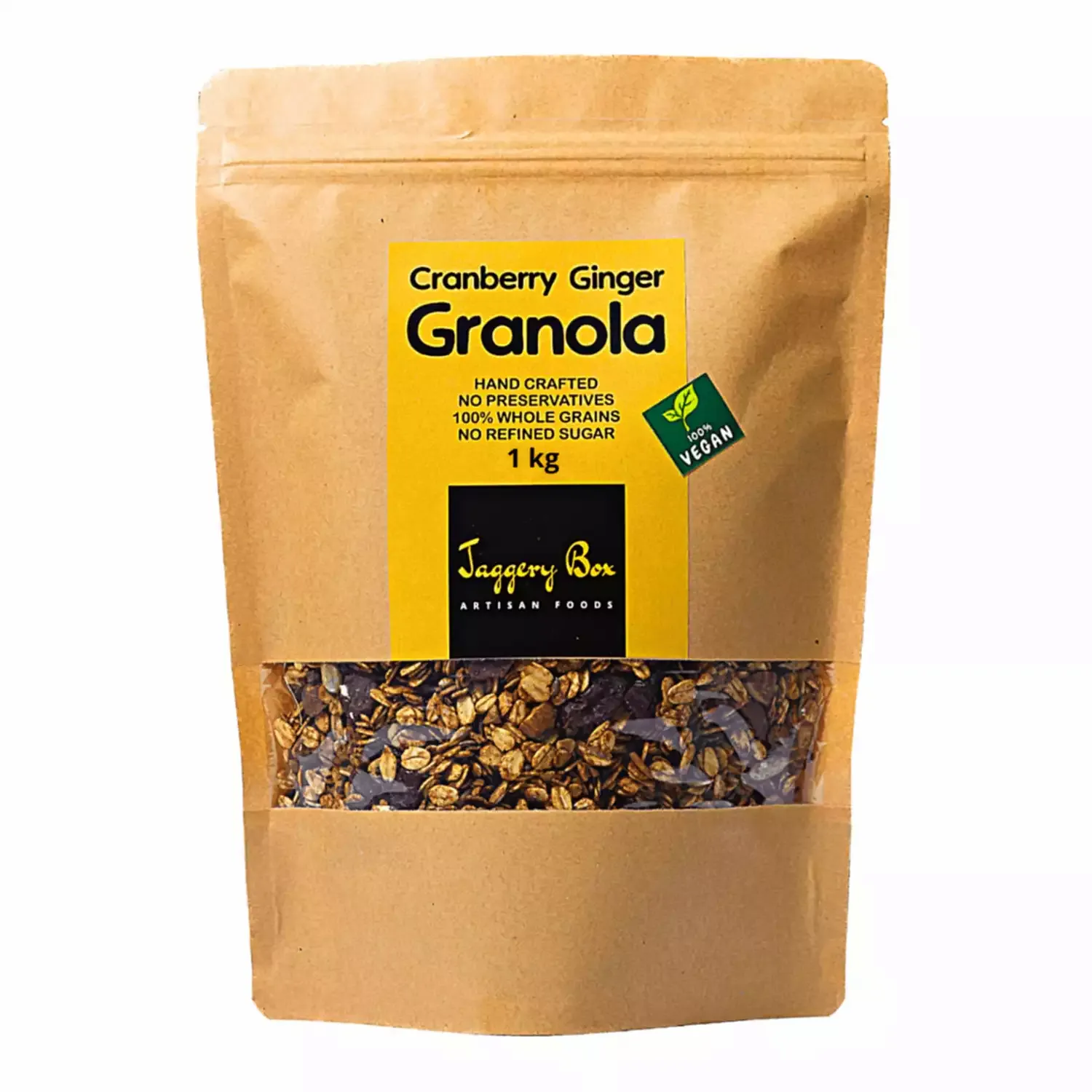 JAGGERY BOX CRANBERRY GINGER GRANOLA 1kg FAMILY PACK