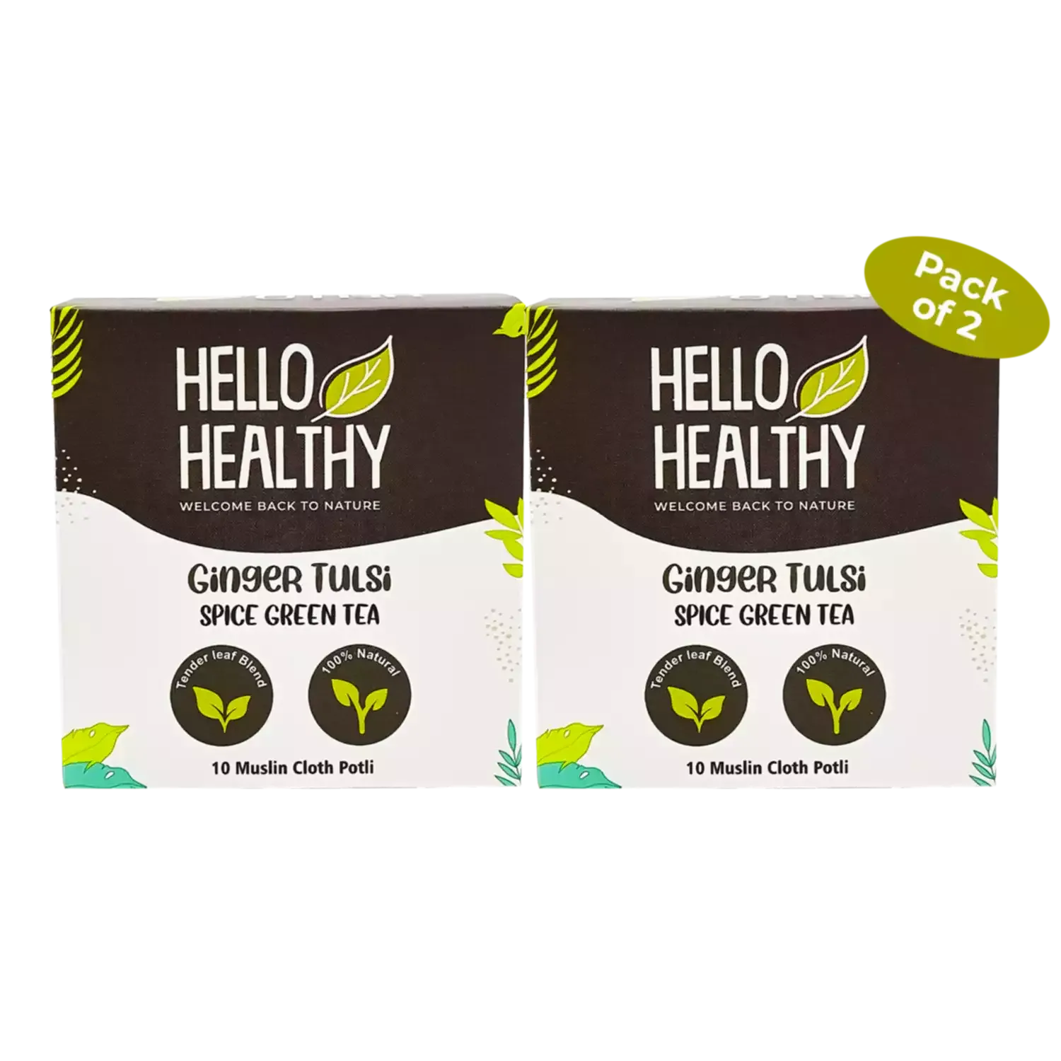 Hello Healthy Ginger Tulsi Spice Tea | Set of 2