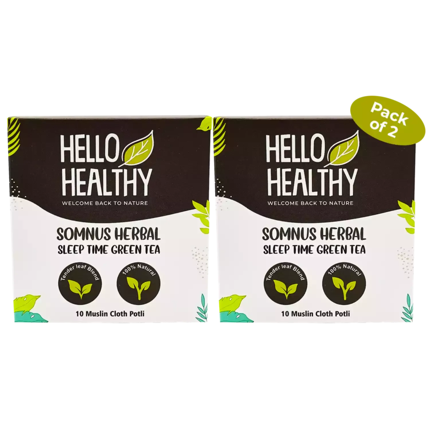 Hello Healthy Somus Herbal Sleep Time Green Tea (Set of 2, Each of 100 gms)