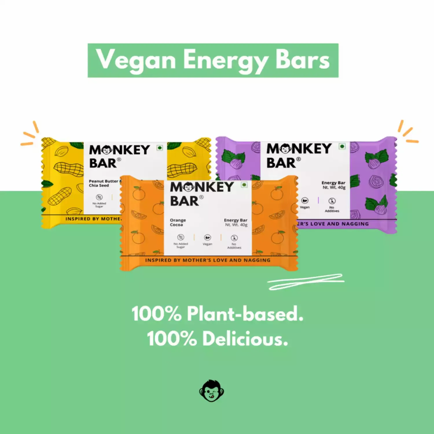 Monkey Bar Vegan Energy Bars MOCHA Pack of 10