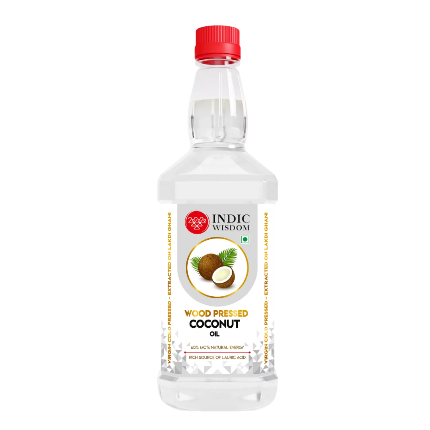 IndicWisdom Wood Pressed Virgin Coconut Oil 1 Liter (Cold Pressed Virgin Coconut Oil - Extracted on Wooden Churner)