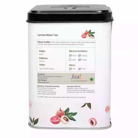 MOKSA Tea BOTANICALS Luxury  Pure Lychee Black Tea LeafsLoose Tea Leafs with Antioxidant 50GMS