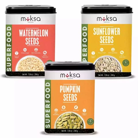 Moksa Watermelon Pumpkin and Sunflower Seeds Combo 600 Gm 200 Gm X 3