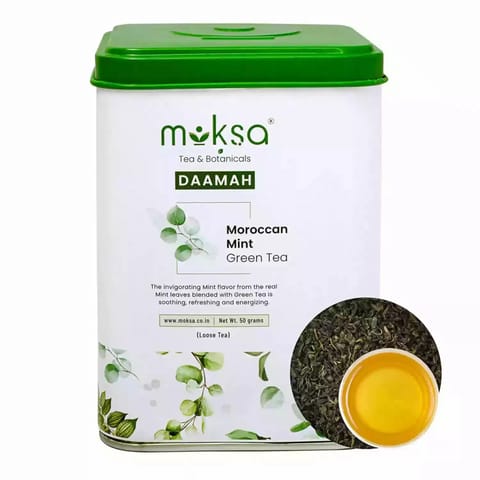 MOKSA Tea Moroccan Mint Green Tea Blended with Real Mint Leaves Loose Leaf Tea 50g