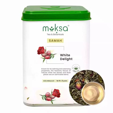 MOKSA White Delight with Dried Rose Petals White Tea Rich in Antioxidants Loose Leaf Tea 35g