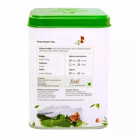 MOKSA? Rose Green Tea Organic Rose Dried Petals 15 Tea Bag 30g