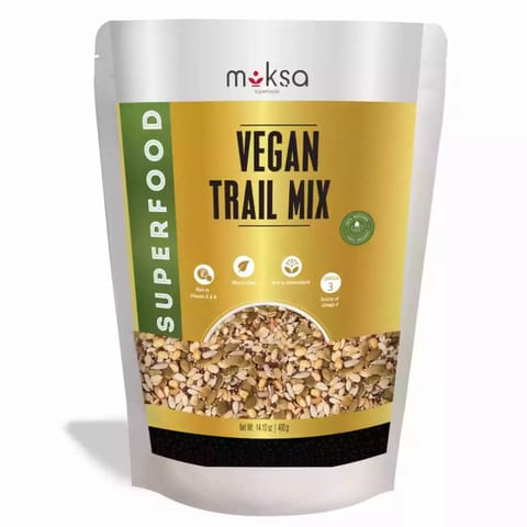 Moksa 4in1 Vegan Trail Mix for Eating 400 Gm Pumpkin Sunflower Watermelon  Flax Seeds Mix