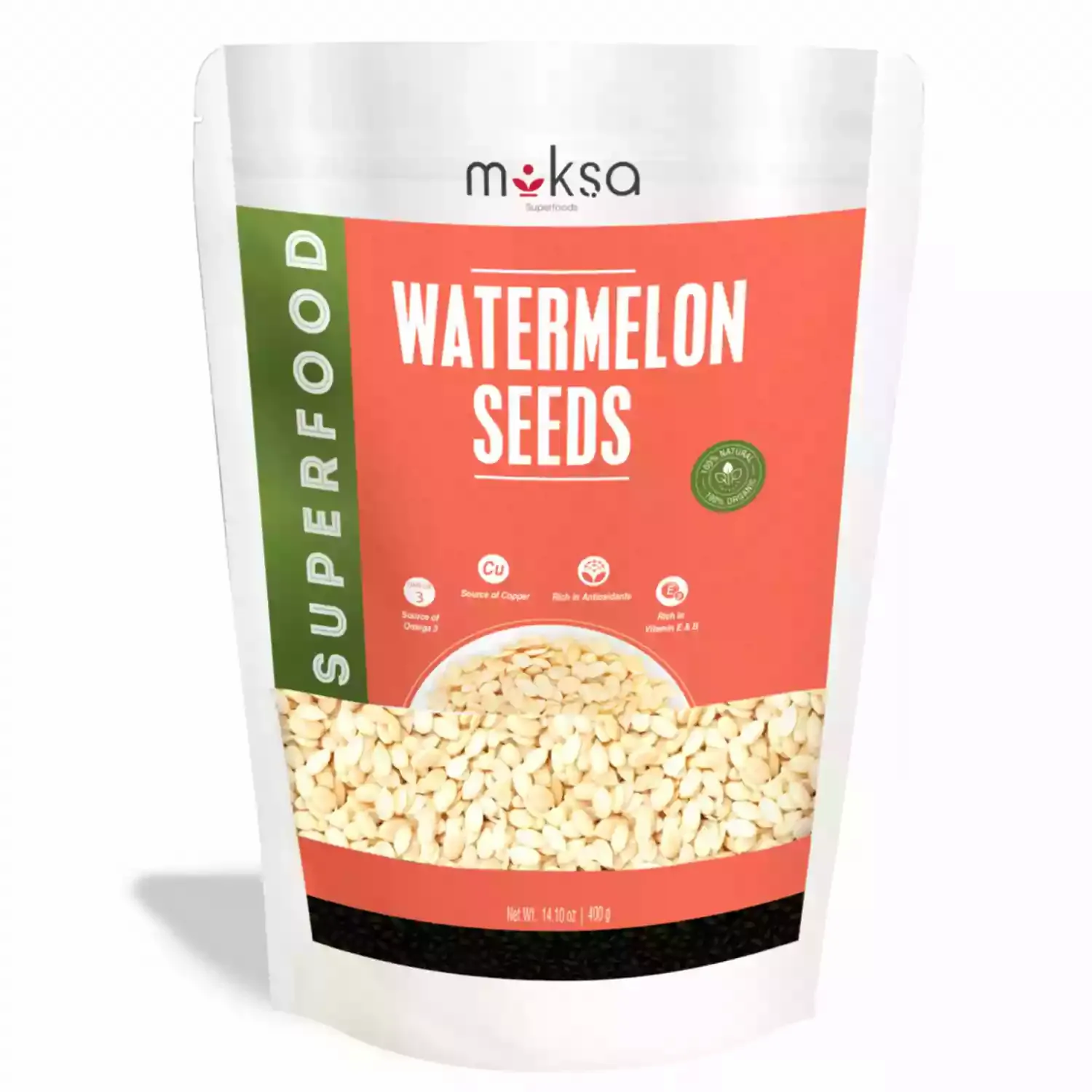 Moksa  Organic Raw Watermelon Seeds for Eating 400 gms
