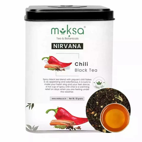 MOKSA Chili Chai Black Red Flakes Cloves Cinnamon Cardamom Black Pepper Loose Leaf Tea 50g