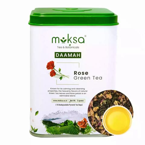MOKSA? Rose Green Tea Organic Rose Dried Petals 15 Tea Bag 30g