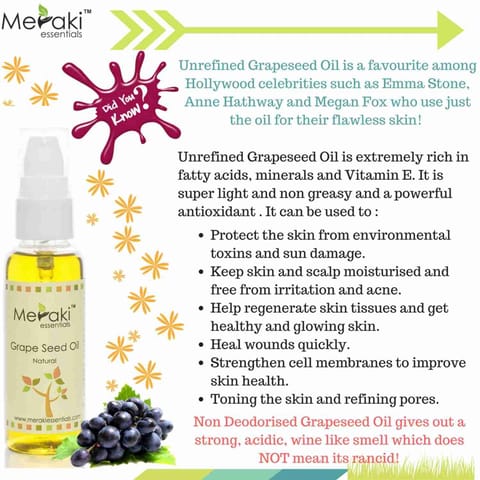 Meraki Essentials Unrefined Grapeseed Natural Oil 50 ml