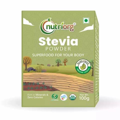 Nutriorg Certified Organic Stevia Powder 100gm (Pack of 2) Organic Natural Sweetner, Sugar Free