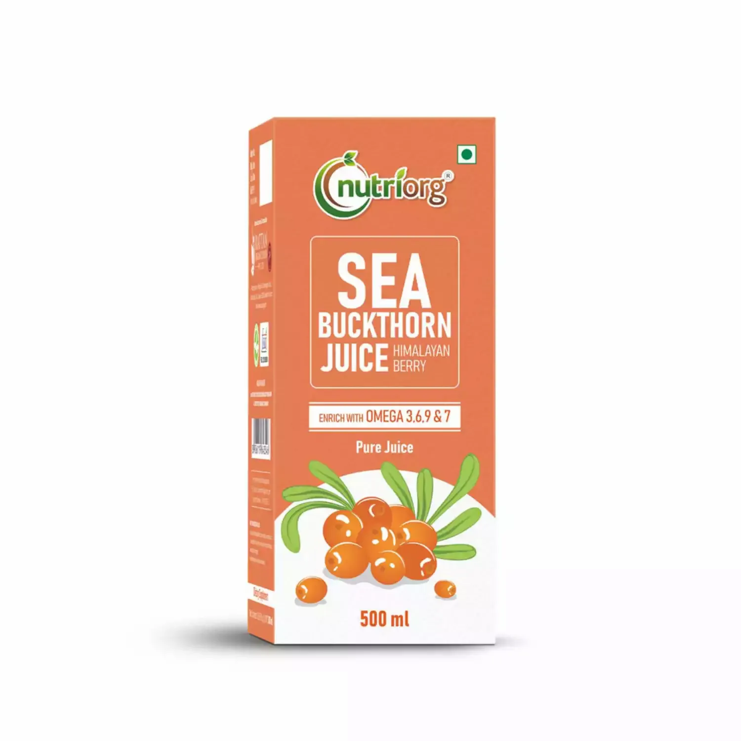 Nutriorg Seabuckthorn Juice 500ml | Himalayan Berry, Enrich Source of Omega 3, 6, 9 and 7 | Rich in vitamin C