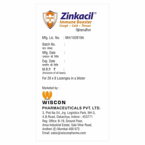 Zinkacil Lozenges Orange Flavour | 8X20 Lozenges | Vitamin C and Zinc | 160 Lozenges