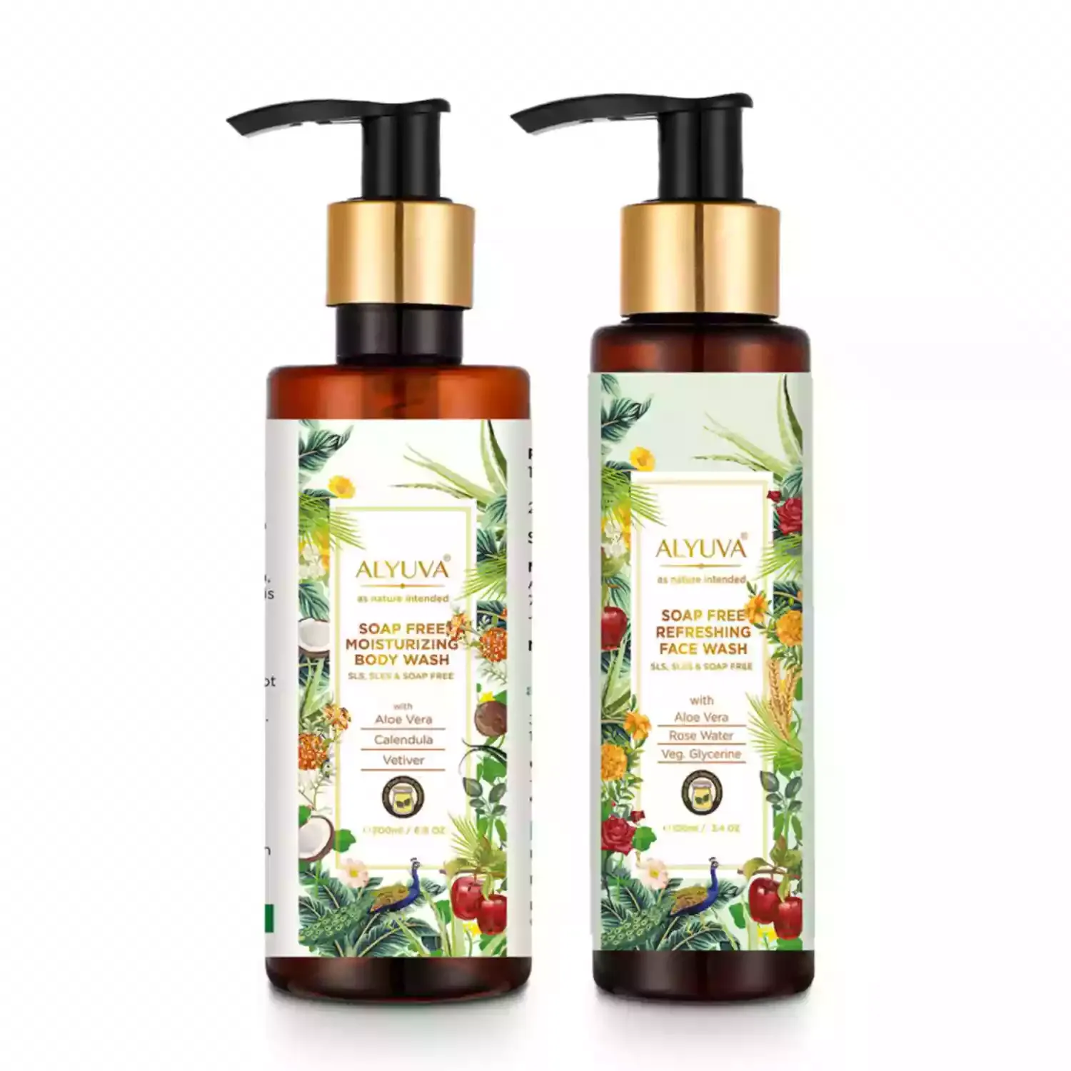 Alyuva Soap Free Wash Kit of Moisturizing Body Wash 200ml and Refreshing Face Wash 100ml