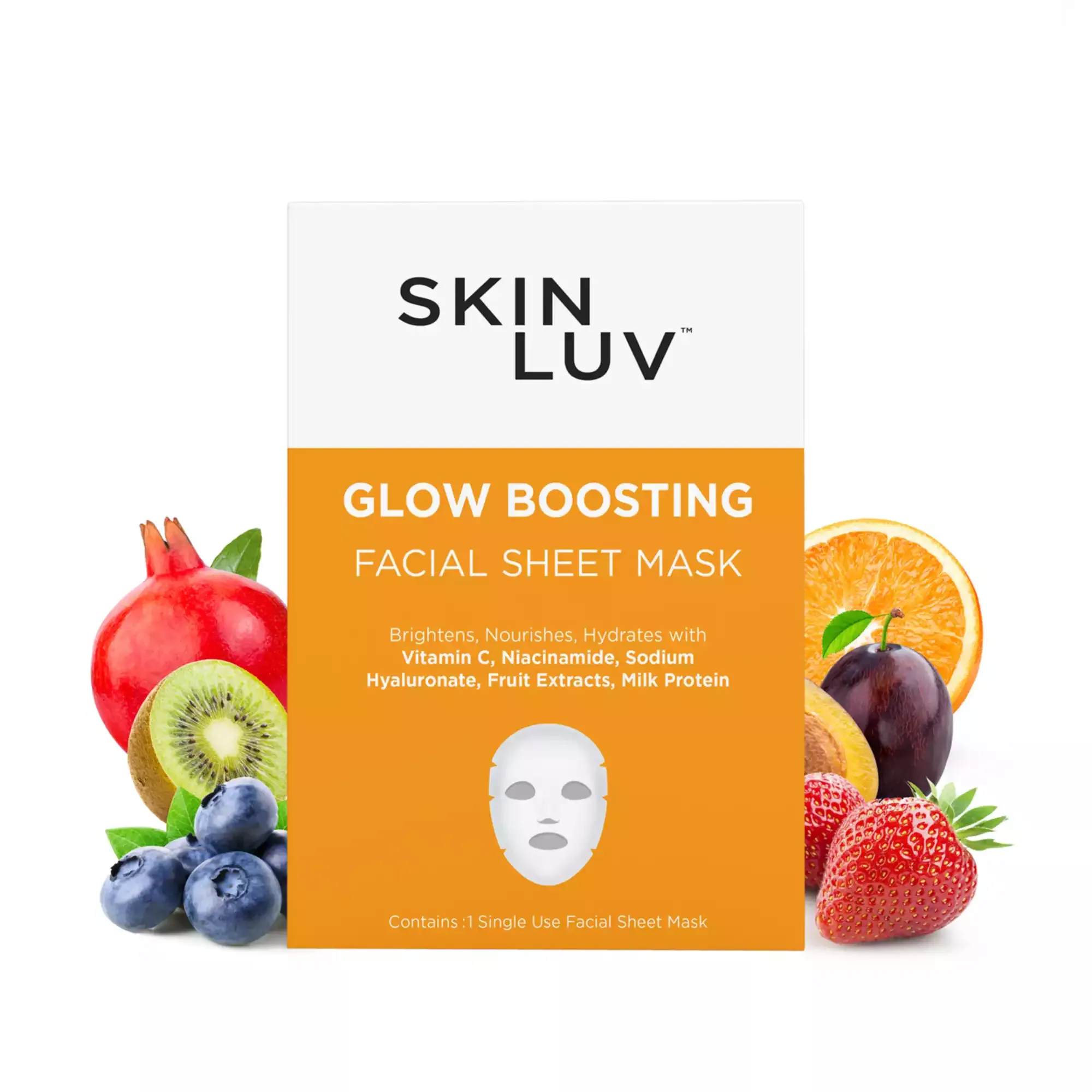 SKINLUV Glow Boosting Facial Sheet Mask Brightens, Nourishes, Hydrates Pack of 3