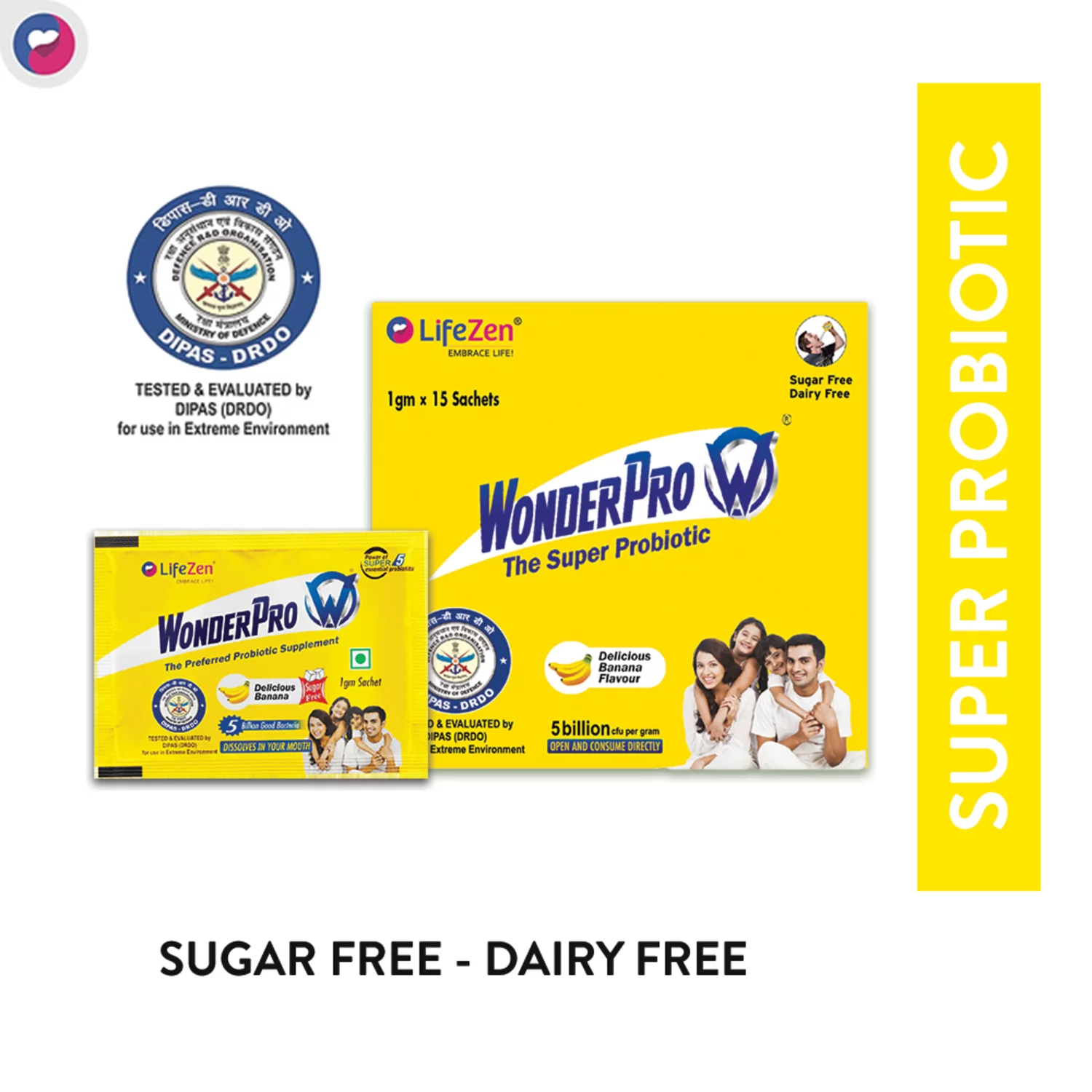 Lifezen - WonderPro The Super Probiotic Sachet (1 gm Each) Delicious Banana Delicious Banana - Box (15 sachets)
