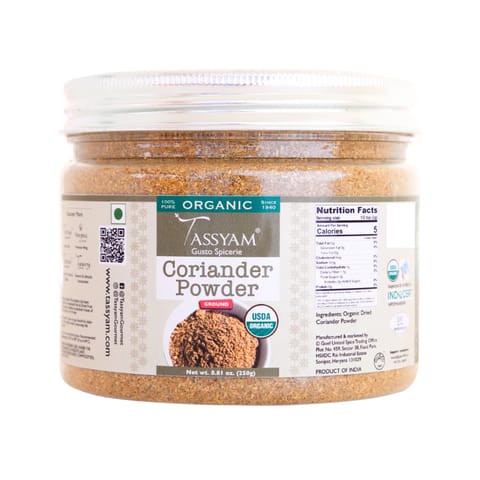 Tassyam Organics Certified 100% Organic Coriander Powder 250g