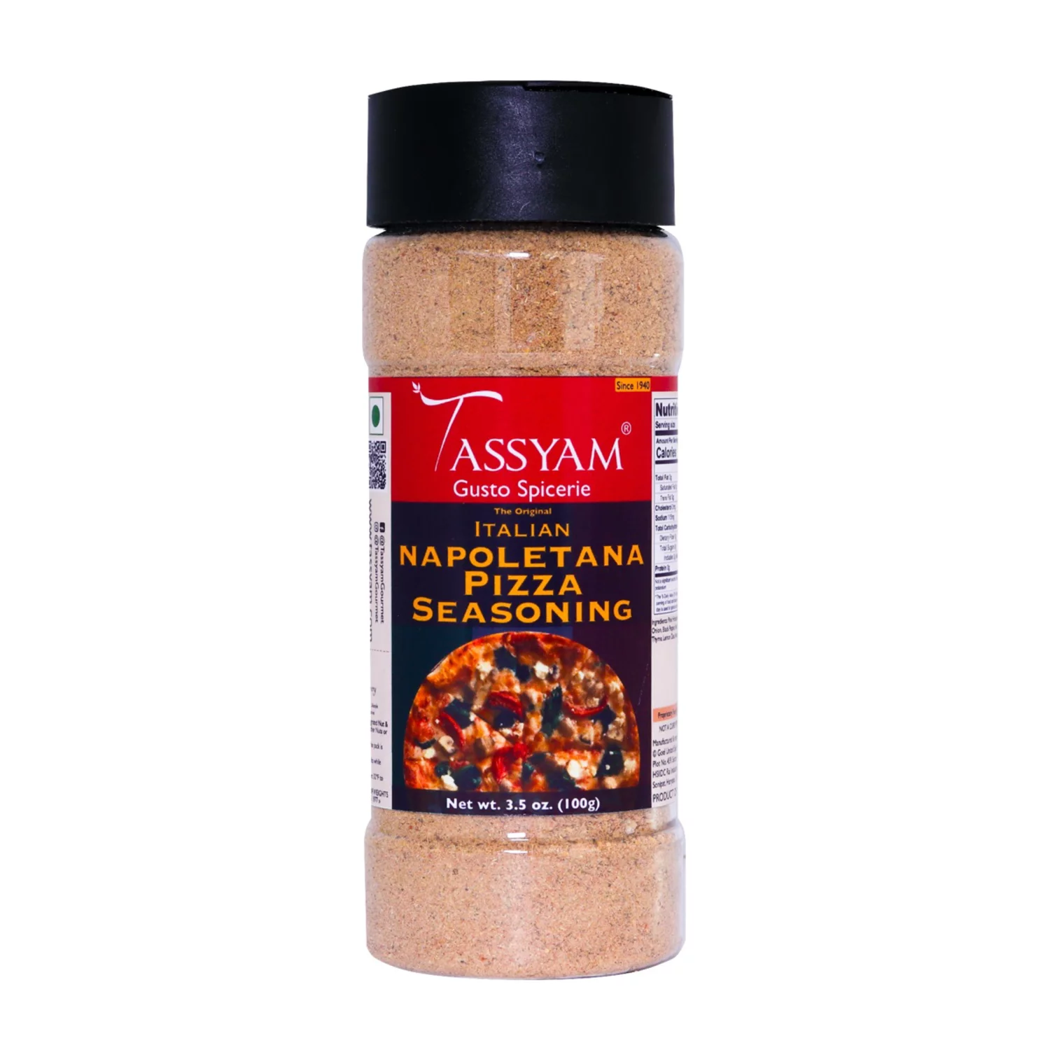 Tassyam Organics Napoletana Pizza Seasoning 100g | Dispenser Bottle