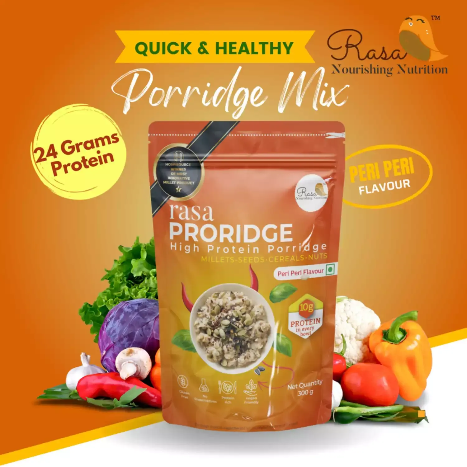 Rasa's Proridge- High Protein Porridge Peri Peri 300 gms