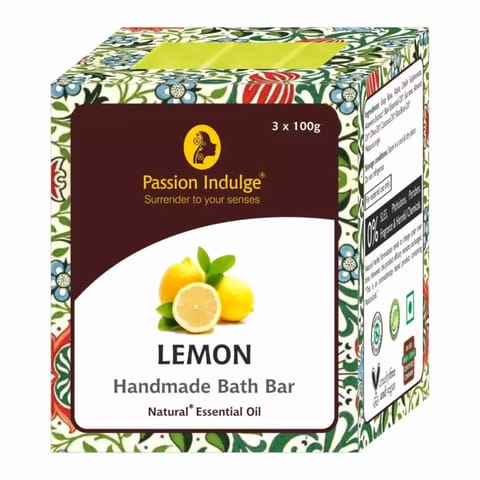 Passion Indulge Lemon Handmade Natural Bath Bar Soap 3 X 100 gms (Pack of 3)