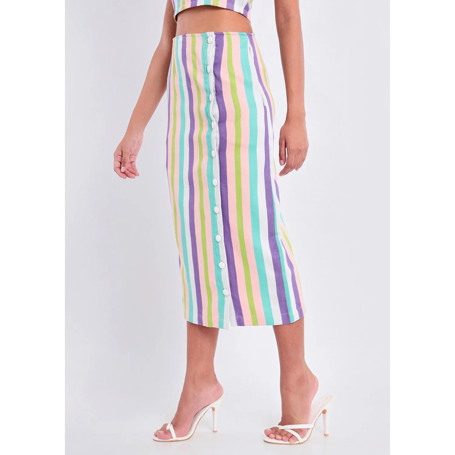 Clime Handloom Striped Long Skirt - M