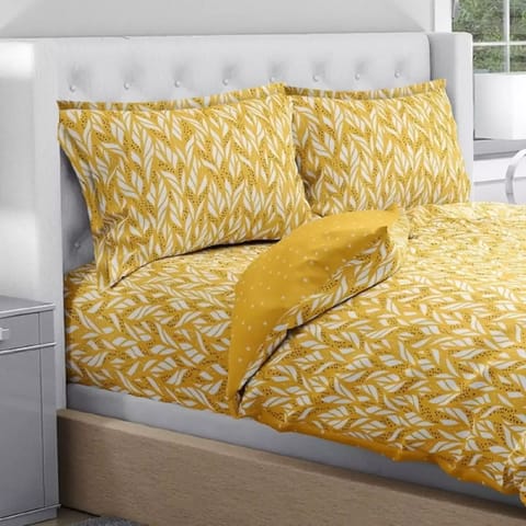 Swaas Antimicrobial 100% Cotton Yellow Foliage Floral Bedsheet Set