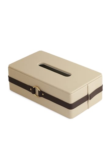 Nadora Banded Tissue Box (Beige & Brown)