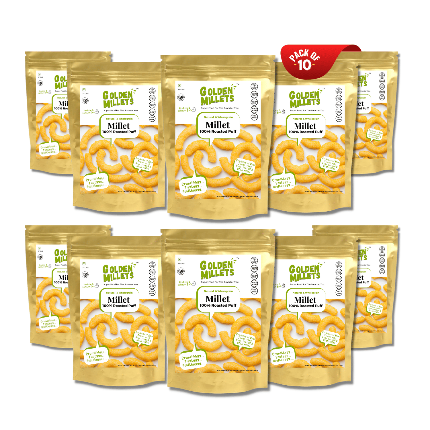Golden millets Roasted Millet Puff (Pack of 10)