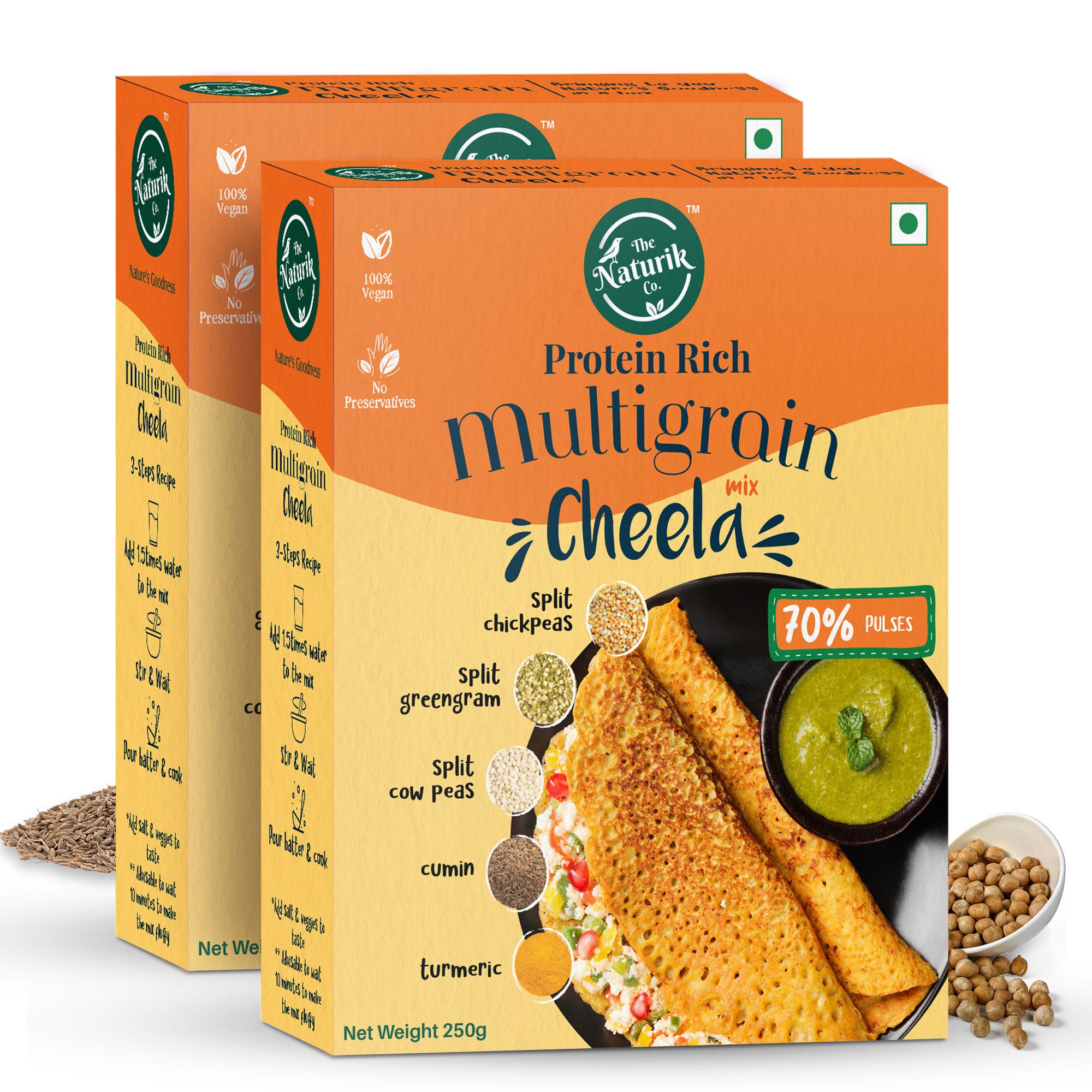 The Naturik Co Multigrain Cheela Mix (Pack of 2, Each of 250 gms)