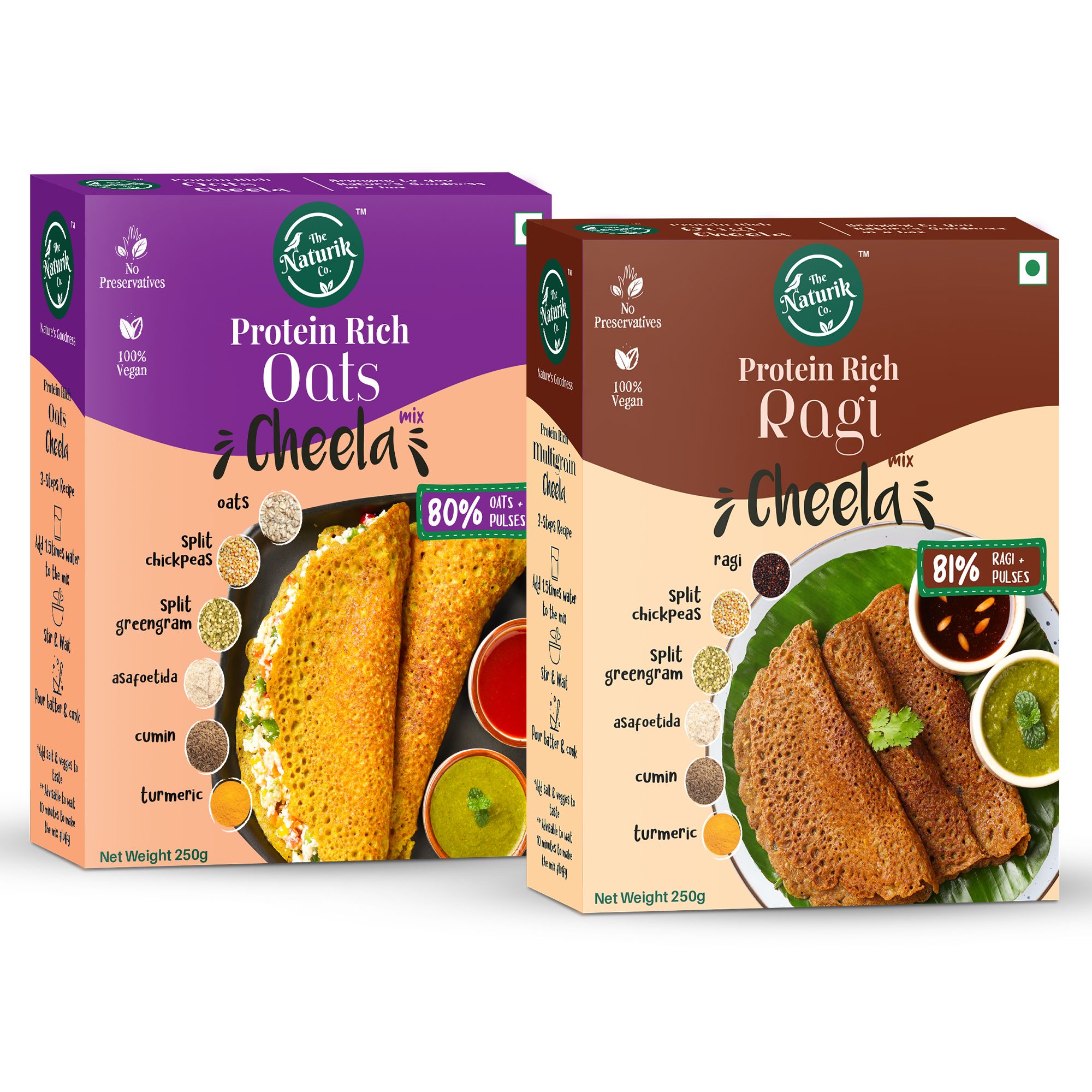 The Naturik Co Oats and Ragi Cheela Mix Combo (Pack of 2, Each of 250 gms)