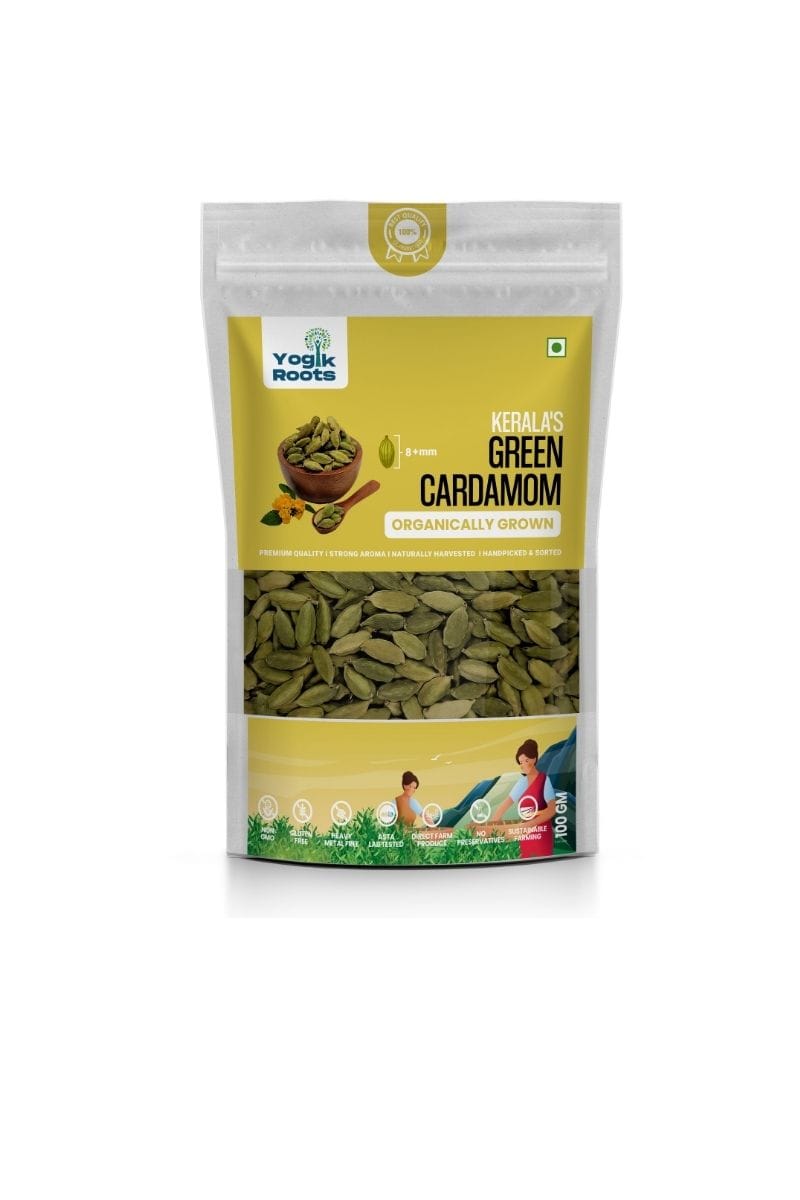 Yogik Roots Kerala Green Cardamom 8mm Grade 100 gm