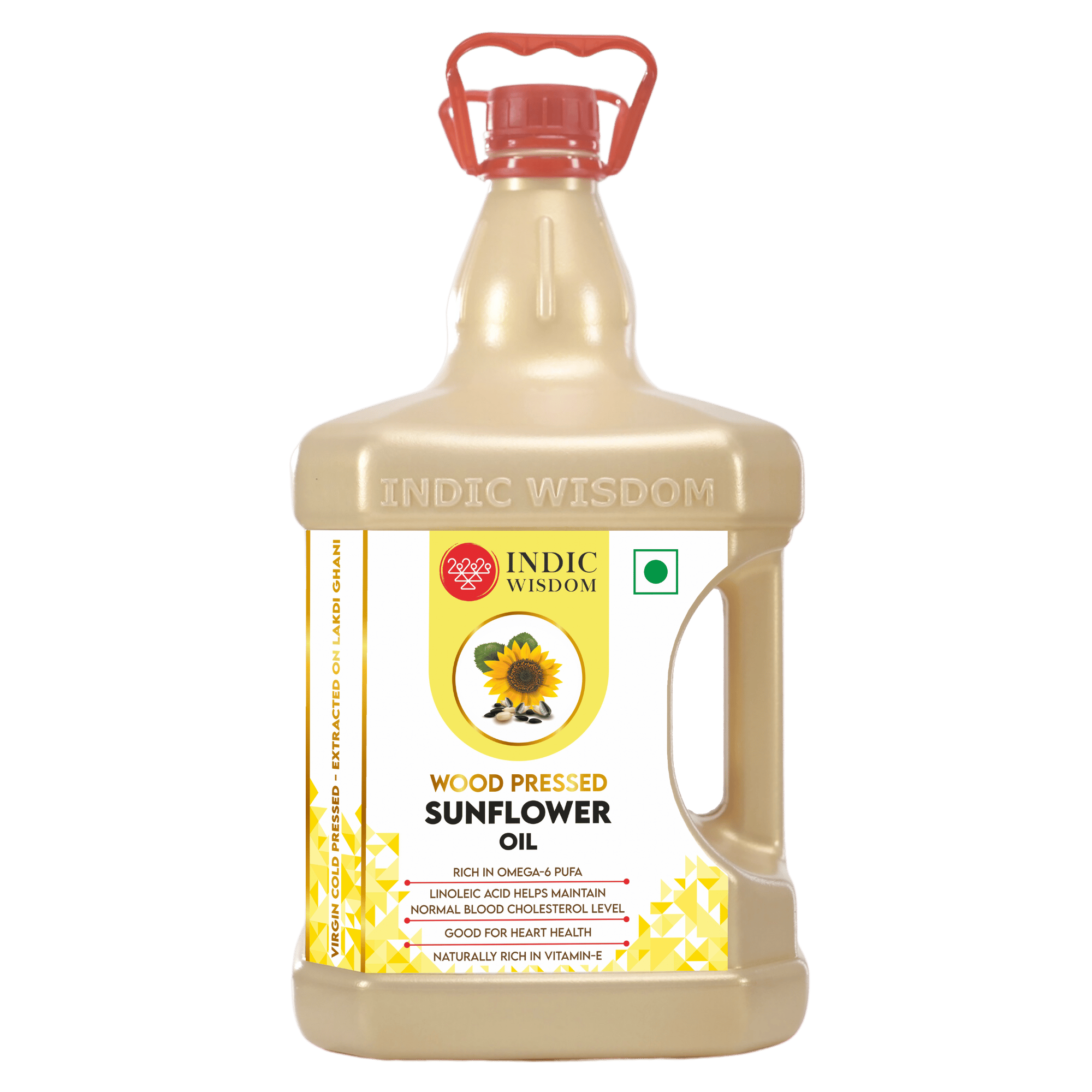 IndicWisdom Wood Pressed Sunflower Oil Cold Pressed - Extracted on Wooden Churner (5 Liters)