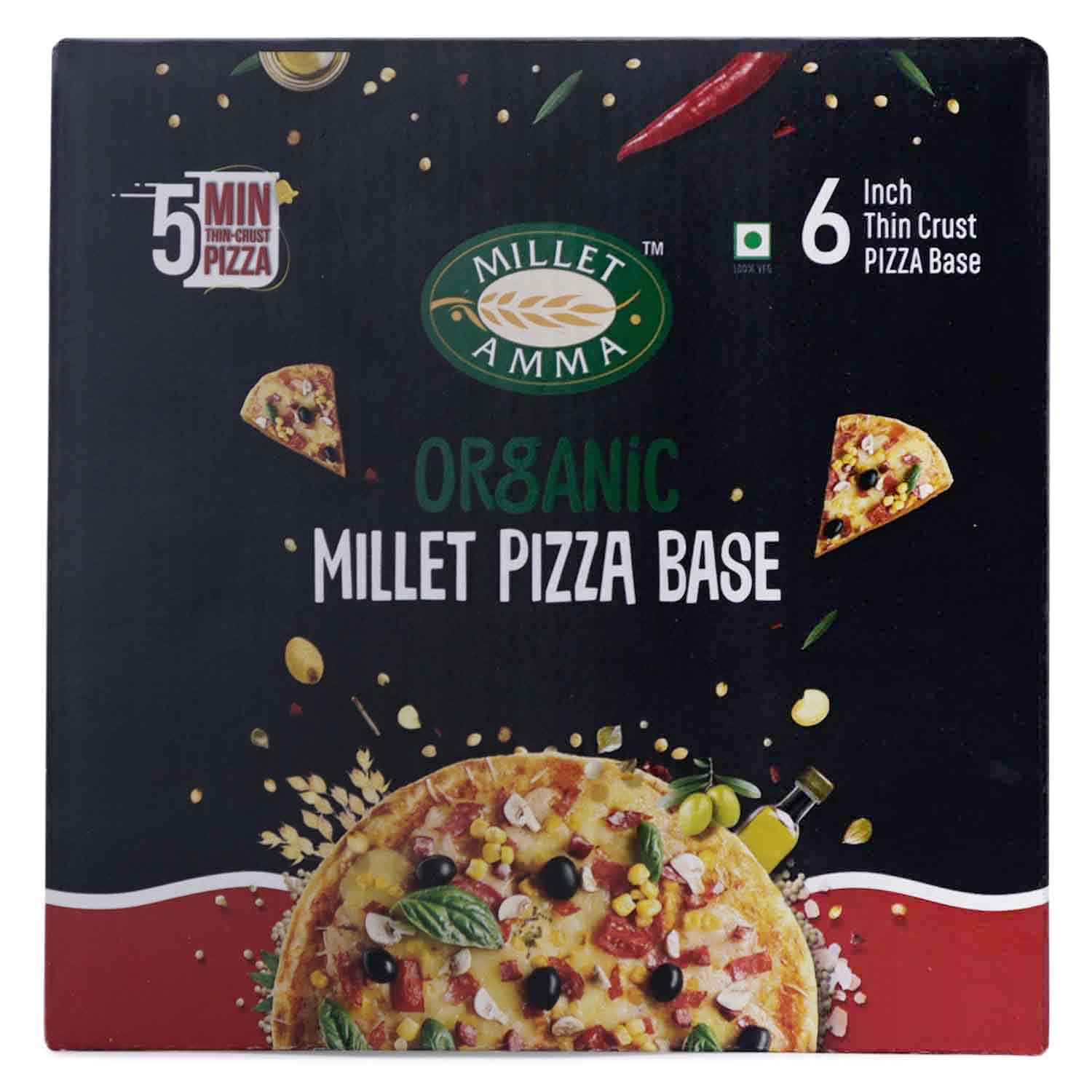 Millet Amma Organic Millet Pizza Base 200gm Pack of 6 Pizza Base in Box