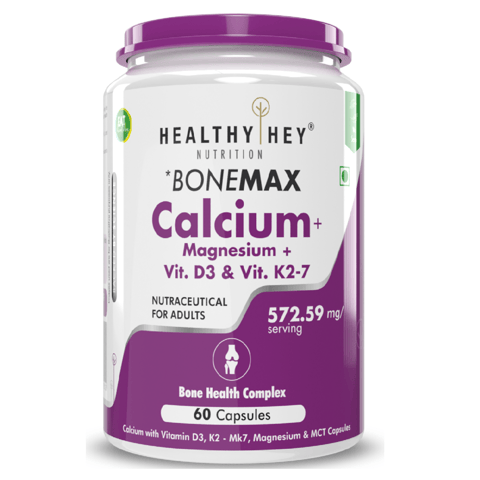 HealthyHey Nutrition Vegan Calcium with Magnesium, Vitamin D3 & Vitamin K2- Mk7 - BoneMax  (60 Capsules)