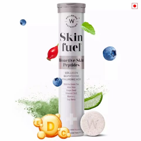 Wellbeing Nutrition Skin Fuel Collagen Builder L Glutathione For Skin Radiance 15 Effervescent Tabs