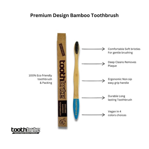Toothbrite Organic Bamboo Toothbrush with Charcoal Activated Bristles