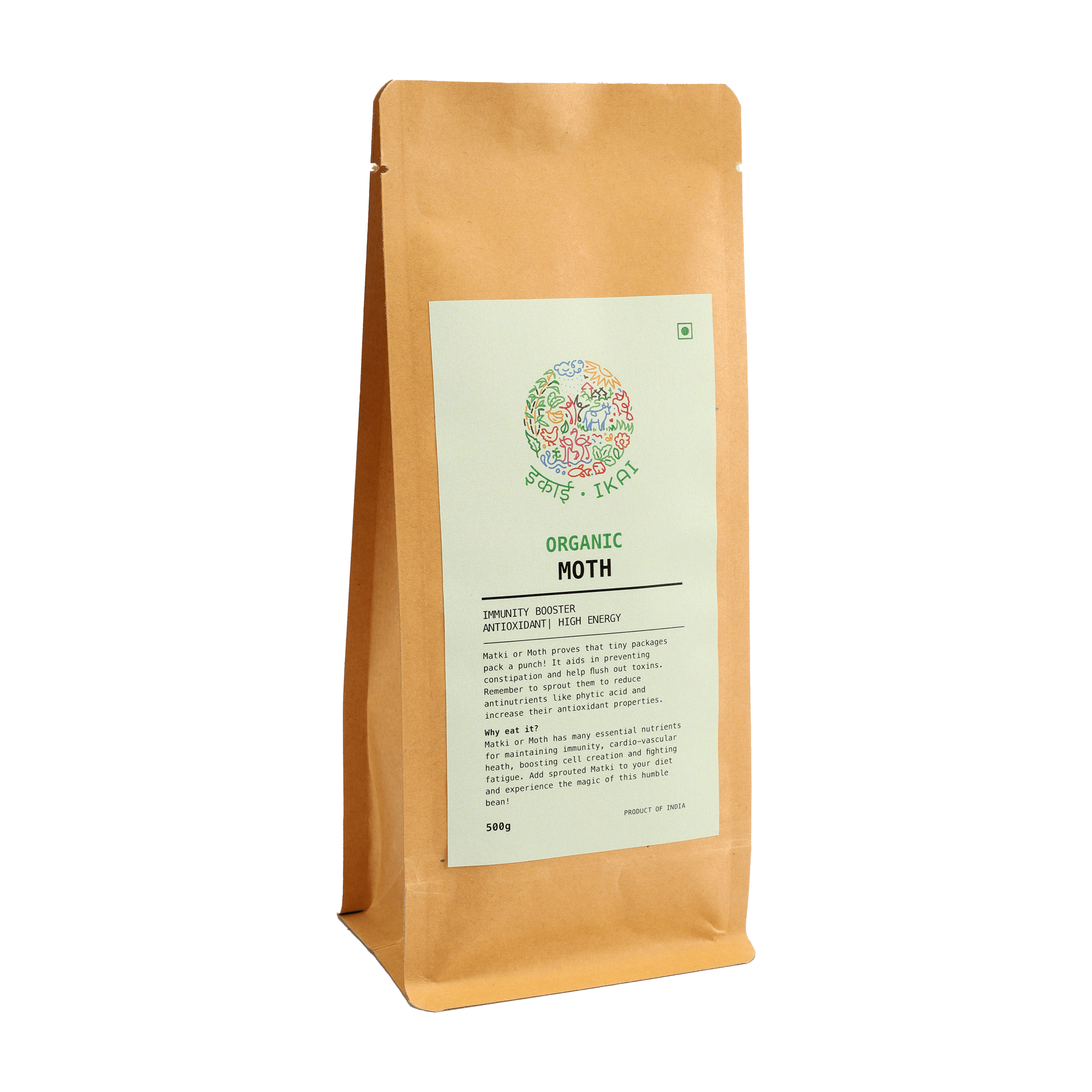 IKAI Organic Moth Dal Healthy Pulses Rich In protein & Dietary Fiber, Gluten Free - 500 gms