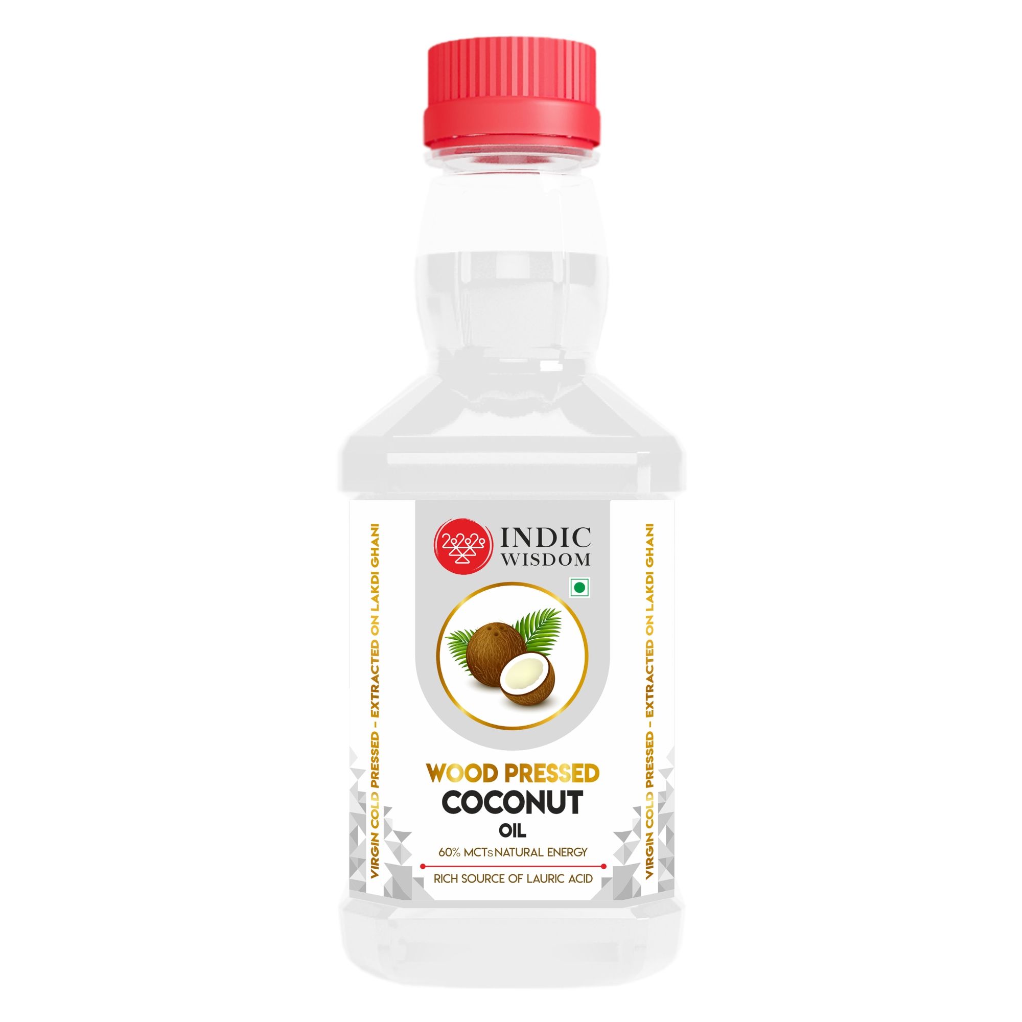 IndicWisdom Wood Pressed Coconut Oil 200 ml (Cold Pressed Coconut Oil - Extracted on Wooden Churner)