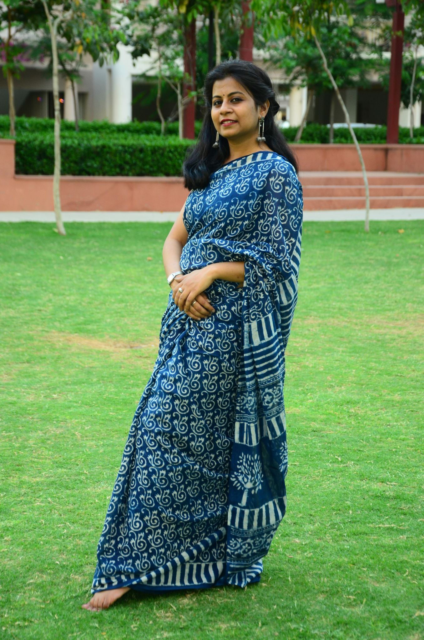 SainSisters Dreamcatcher | Indigo Collection | Cotton Mulmul Saree