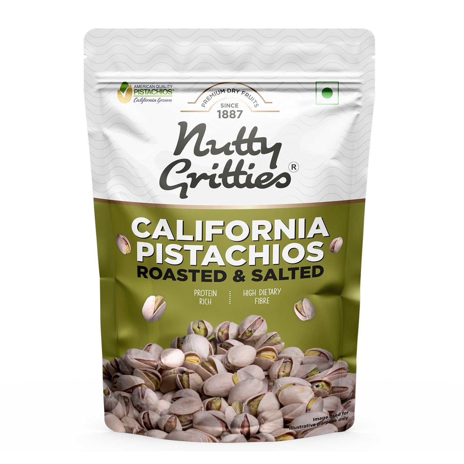 Nutty Gritties California Roasted Pistachios Pista Lightly Salted Dry Roasted (200 gms)