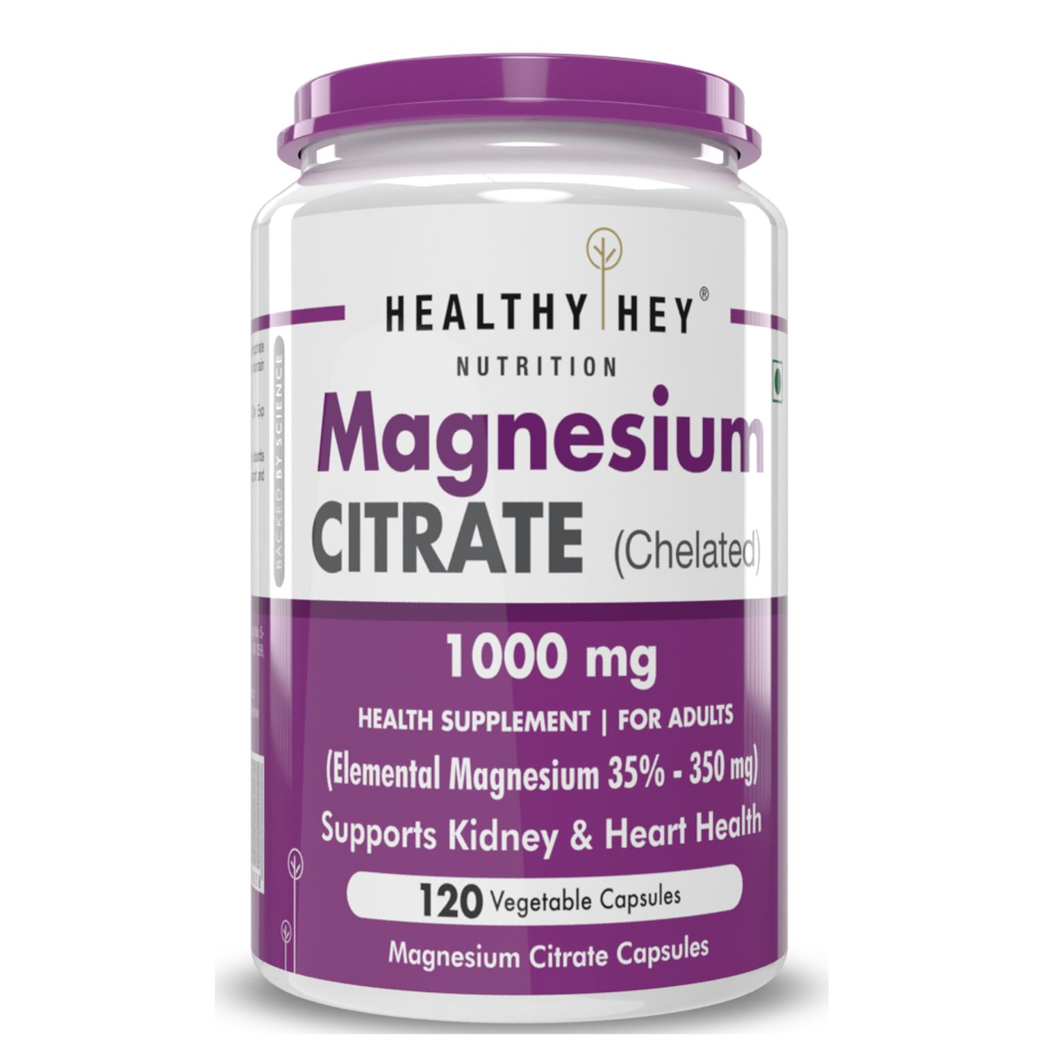 HealthyHey Nutrition Magnesium Citrate (120 Vegetable Capsules)