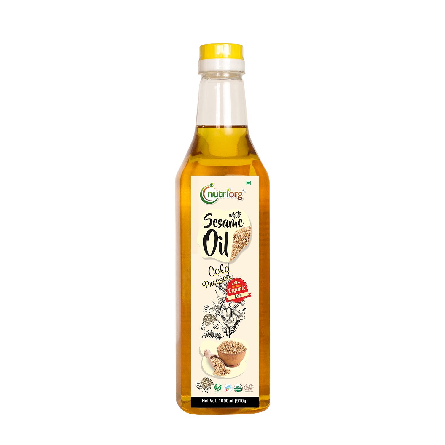 Nutriorg Certified Organic White Sesame Oil 1000ml