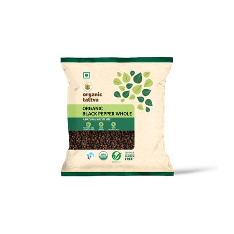 Organic Tattva, Organic Black Pepper (Kali Mirch) Whole/Sabut- 200 gms| 100% Vegan, Gluten Free and No Additives