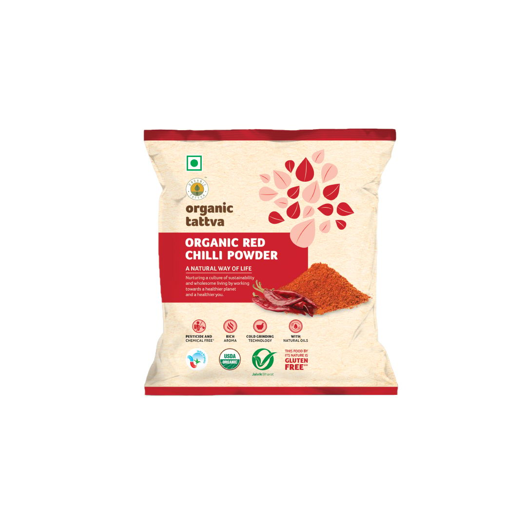 Organic Tattva, Organic Red Chilli Powder, | Lal Mirch Powder | Pesticide and Chemical Free | With Natural Oils | Rich Aroma | Naturally Gluten Free (100 gms)