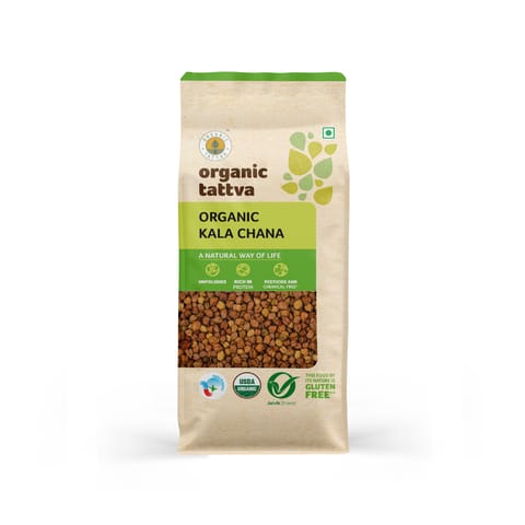 Organic Tattva, Organic Kala Chana 500 Gram | Black Chana(Black Chickpea) | Rich in Protein | Naturally Gluten Free, Organic and Unpolished | Pesticide and Chemical Free | (Pack of 4)