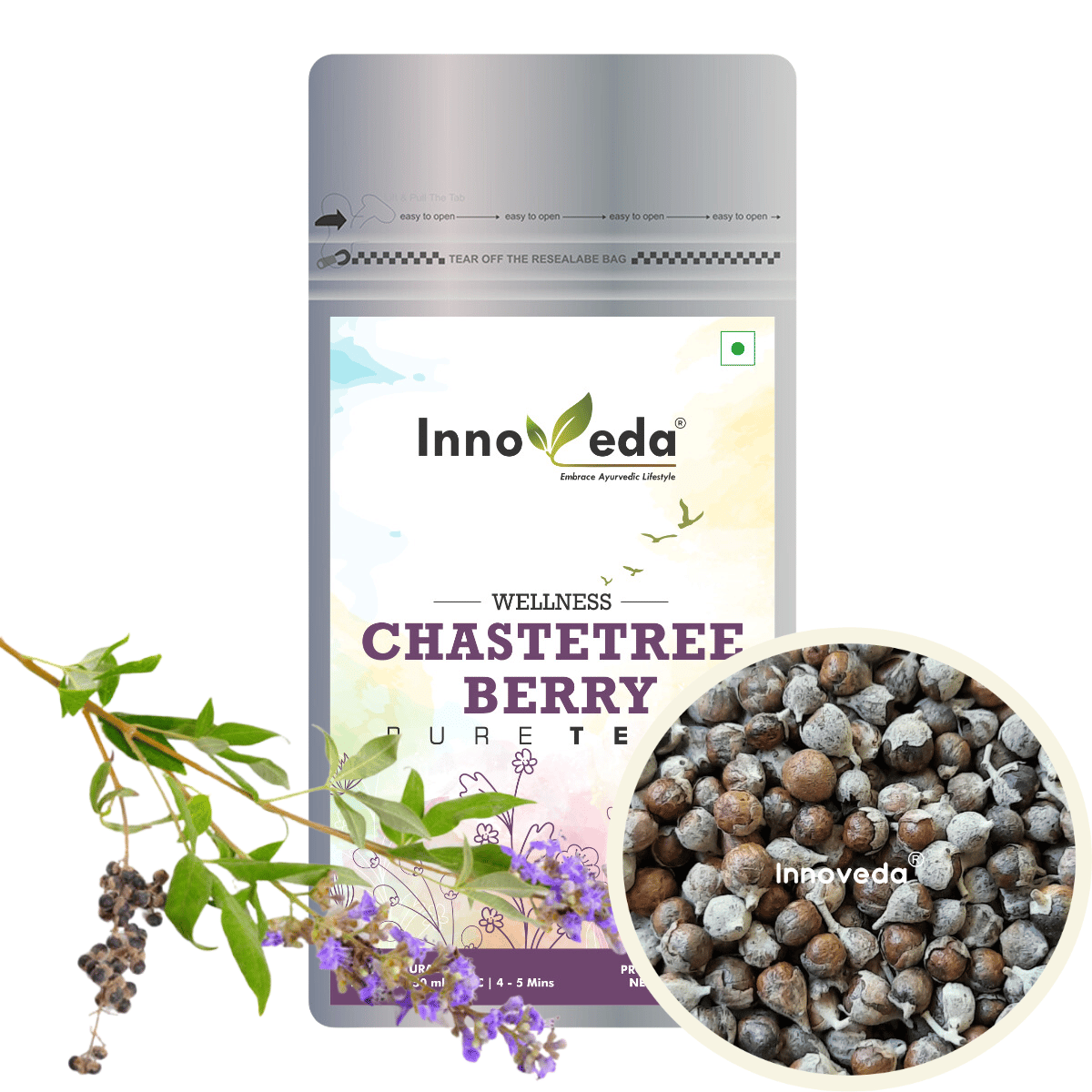 Innoveda Chaste Berry For Female Health (100 gms, Makes 50-60 Tea Cups)