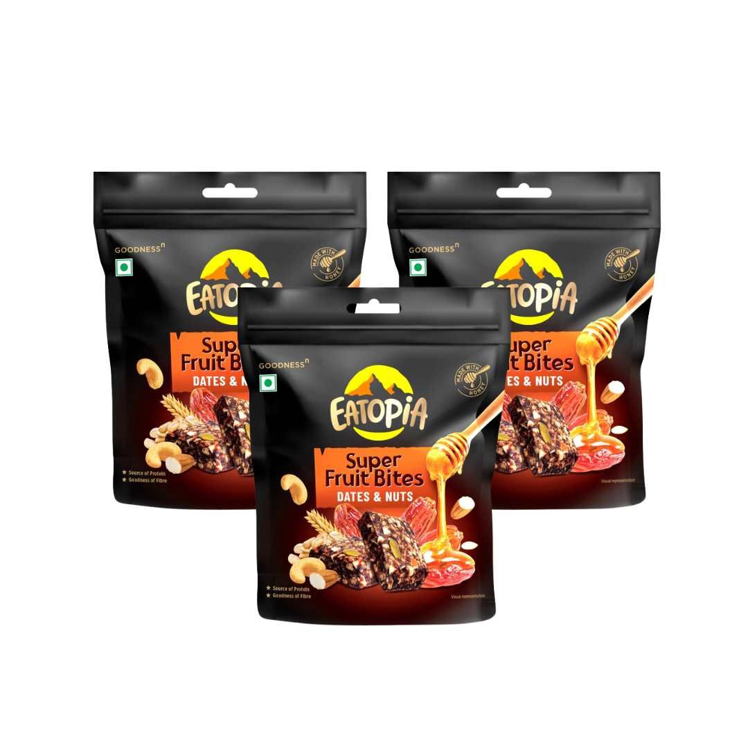 Eatopia Fruit Minis Dates & Nuts 180gm Pack of 3 (3 x 60gm)